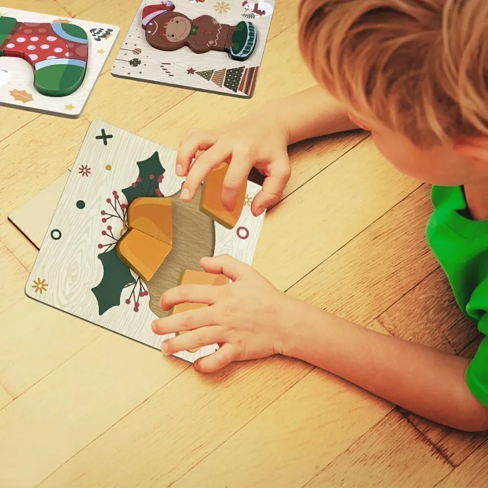 4 Pack Christmas Wooden Puzzles for Kids - BRAND NEW